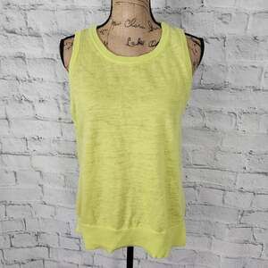 White + warren tank Top Sz L sleeveless yellow A40C